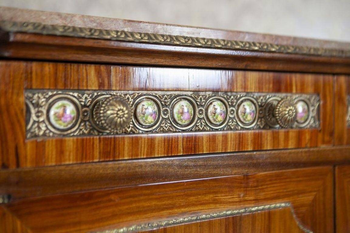 Vintage Two-Leaf Cabinet with Marble Top, 1940s