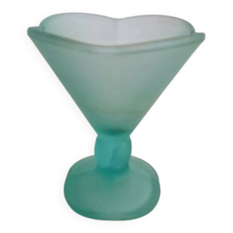 Coupe à Pied Vintage Fidenza Vetraria - Verre Pressé Opalin Vert d'Eau