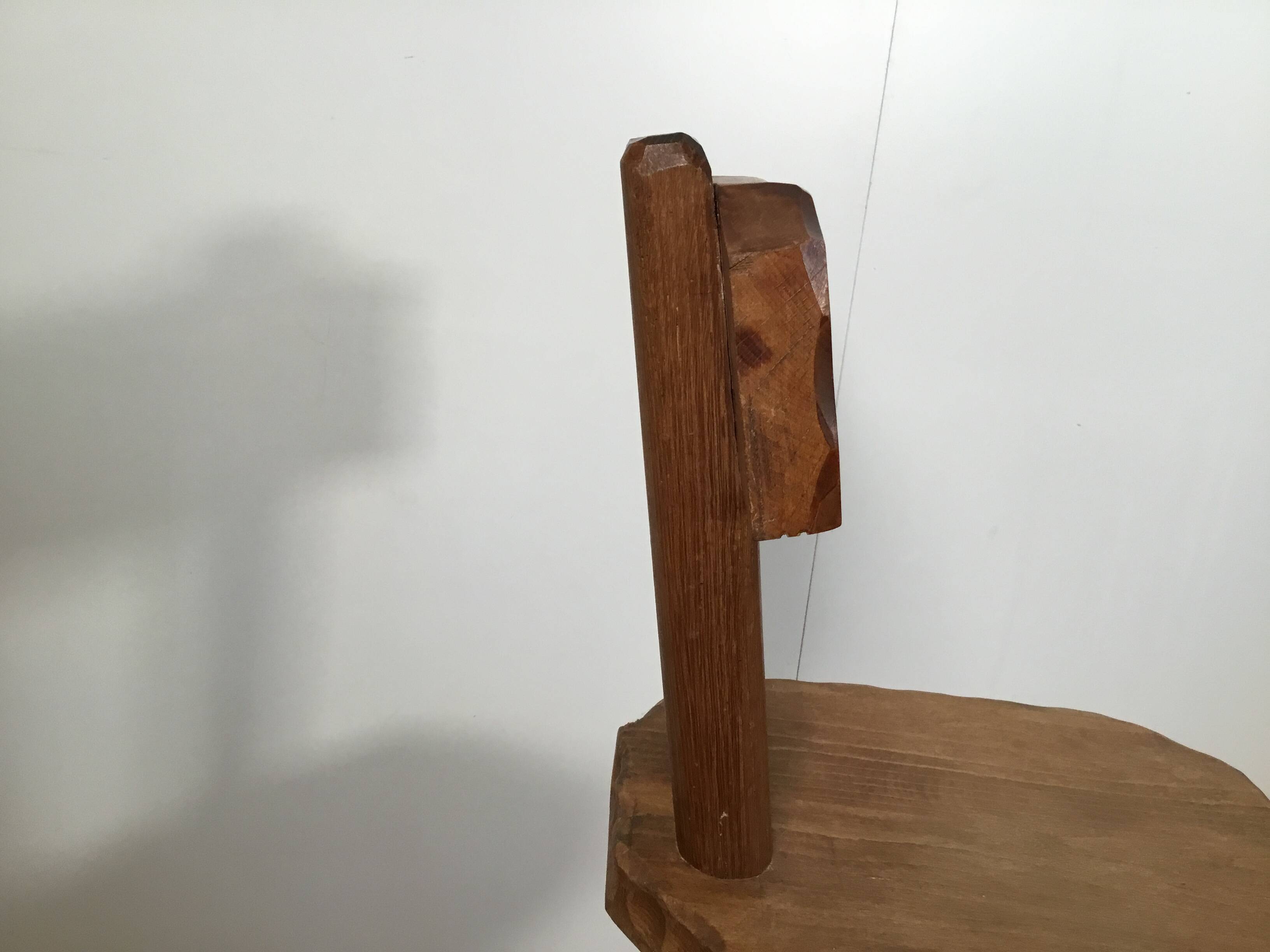 solid oak brutalist organically shaped chair