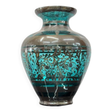 American Art Deco Vase in Glass and Silver Overlay, 1930s