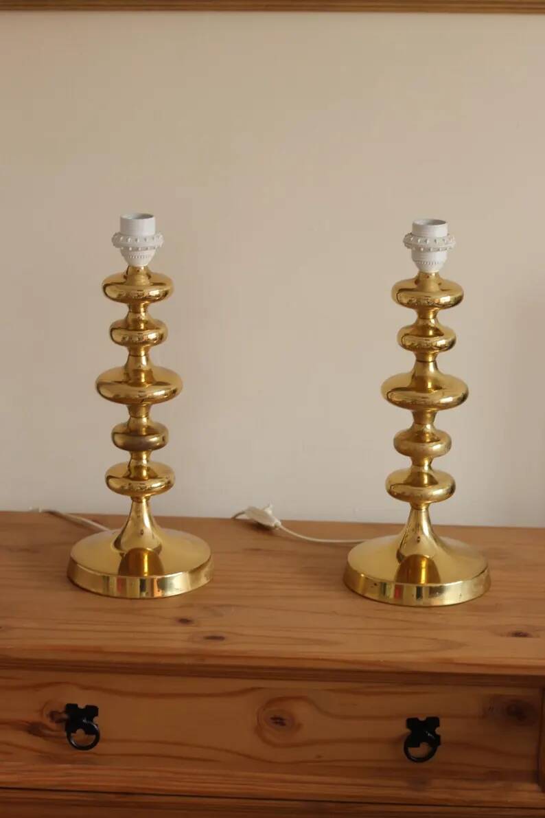 Pair of Swedish Coil Table Lamps
