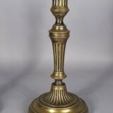 Pair of fluted bronze candlesticks Louis XVI period 27 cm