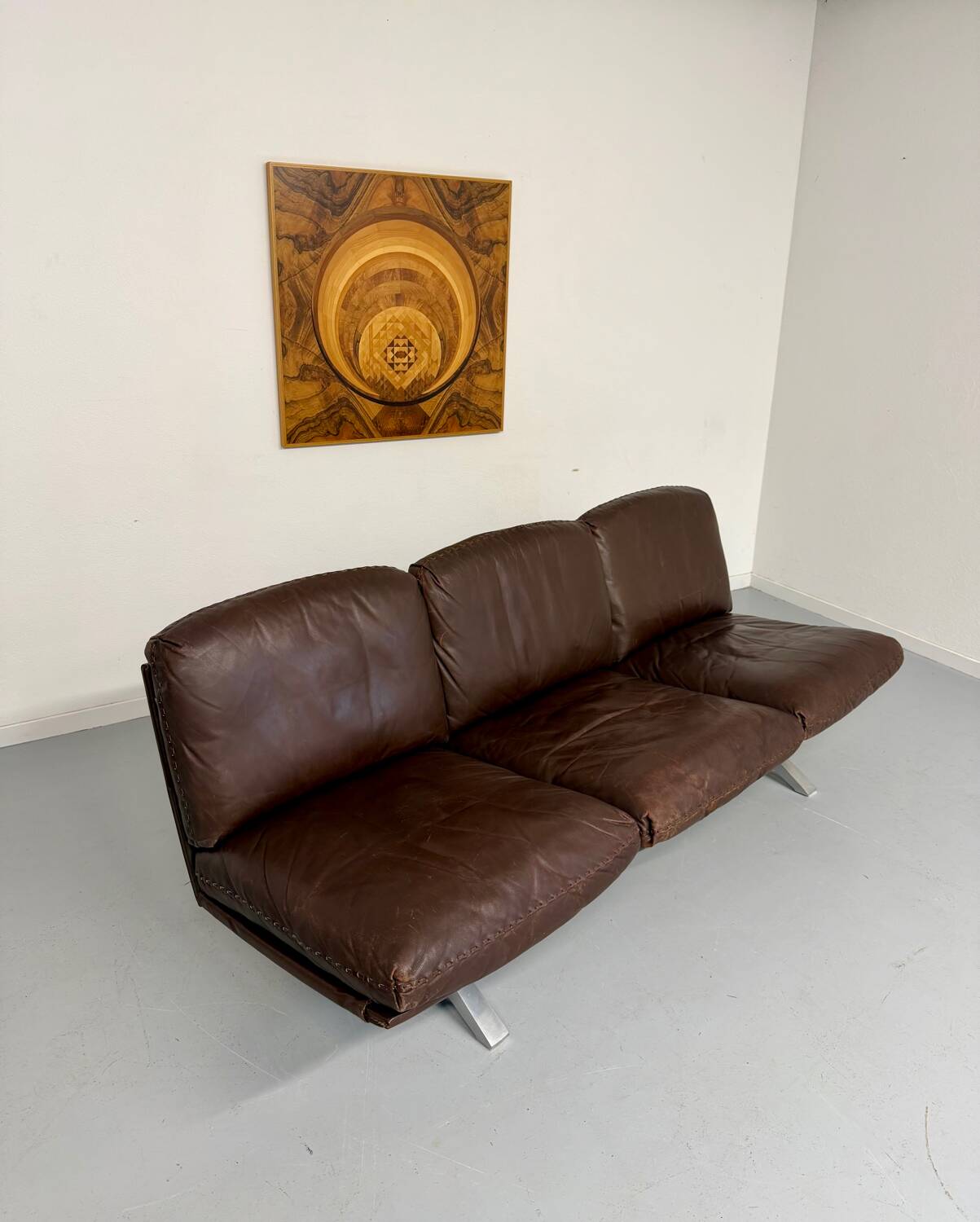 De Sede DS31 vintage leather 3-seater canapé banquette from the 1970s.