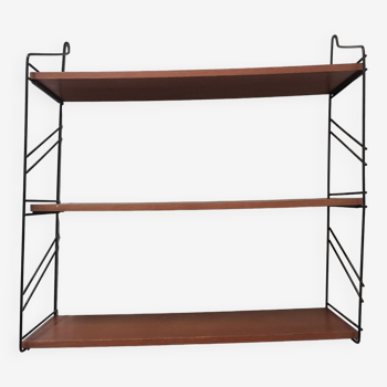 Scandinavian tomado wire wall shelf in teak, 1970