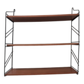 Scandinavian tomado wire wall shelf in teak, 1970