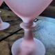 3 pink satin glass dessert bowls – 1950s