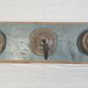 Antique teak coat rack with 3 wrought iron hooks
