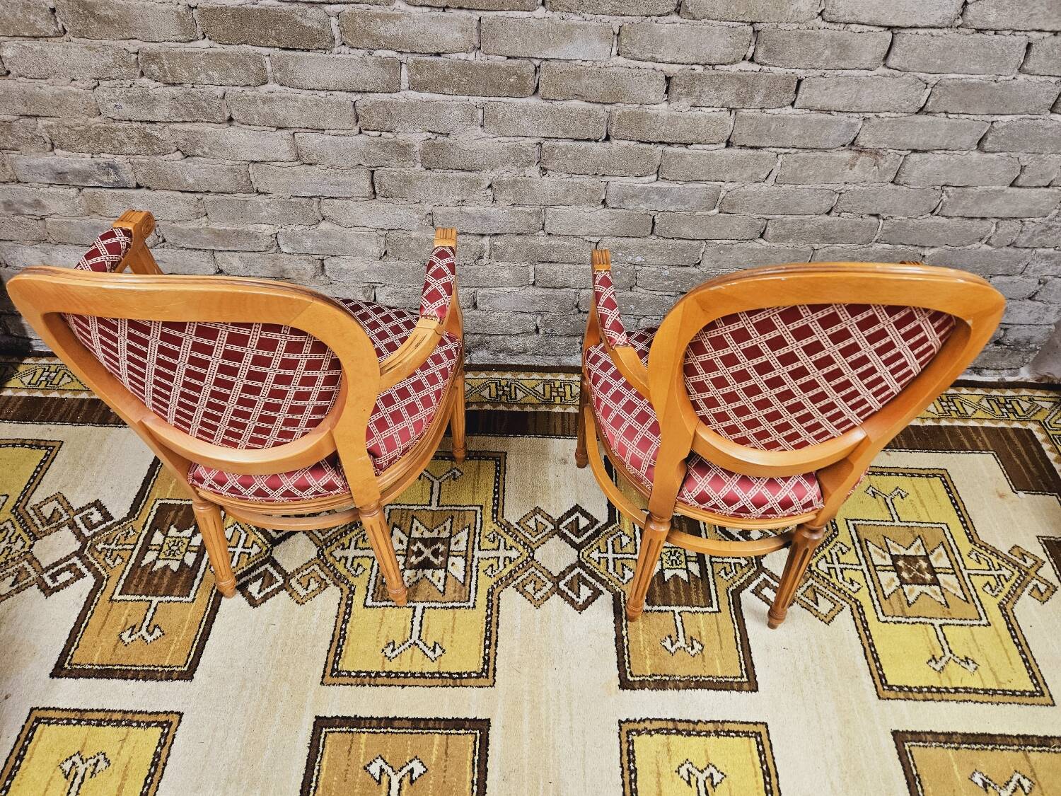 Pair of Louis XV style Medallion armchairs