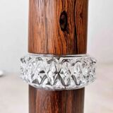 Vintage table lamp rosewood crystal glass 1960s Fagerlund