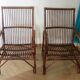 Lot de 2 Fauteuils de jardin en rotin et bambou -Vintage -Années 60 - avec coussins - vernis satin