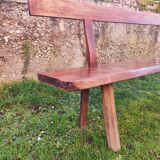 Brutalist bench solid wood 200 cm vintage French 50-60