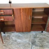 Vintage enfilade 1960-1980's blond walnut veneer handles brass