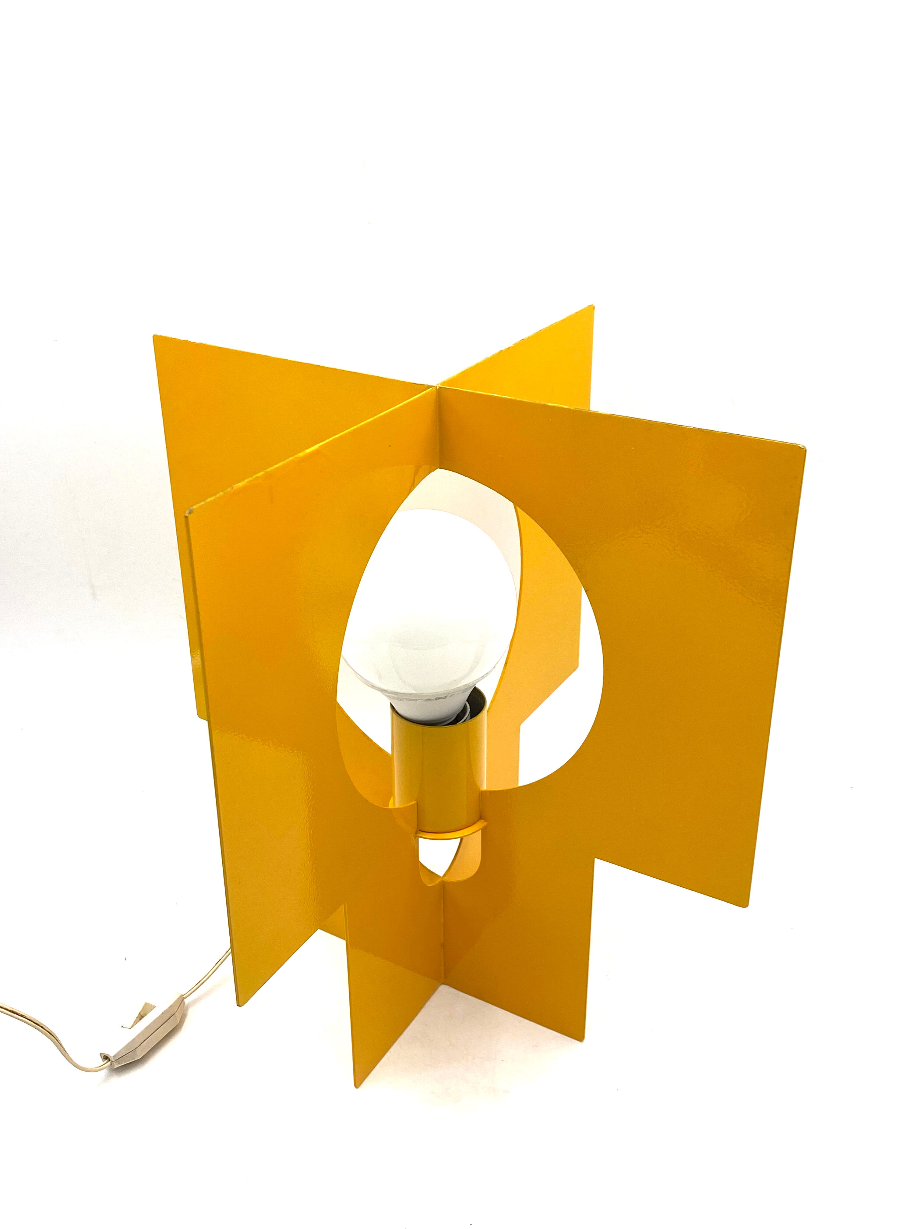 Pair of yellow Space age design table lamps, Italy, 1960s