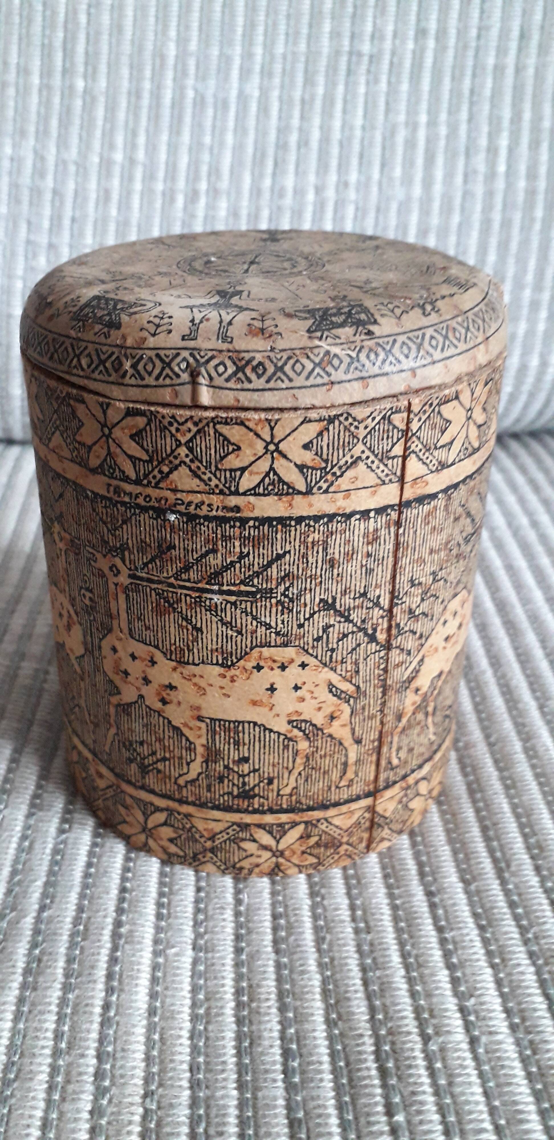 Old engraved cork box