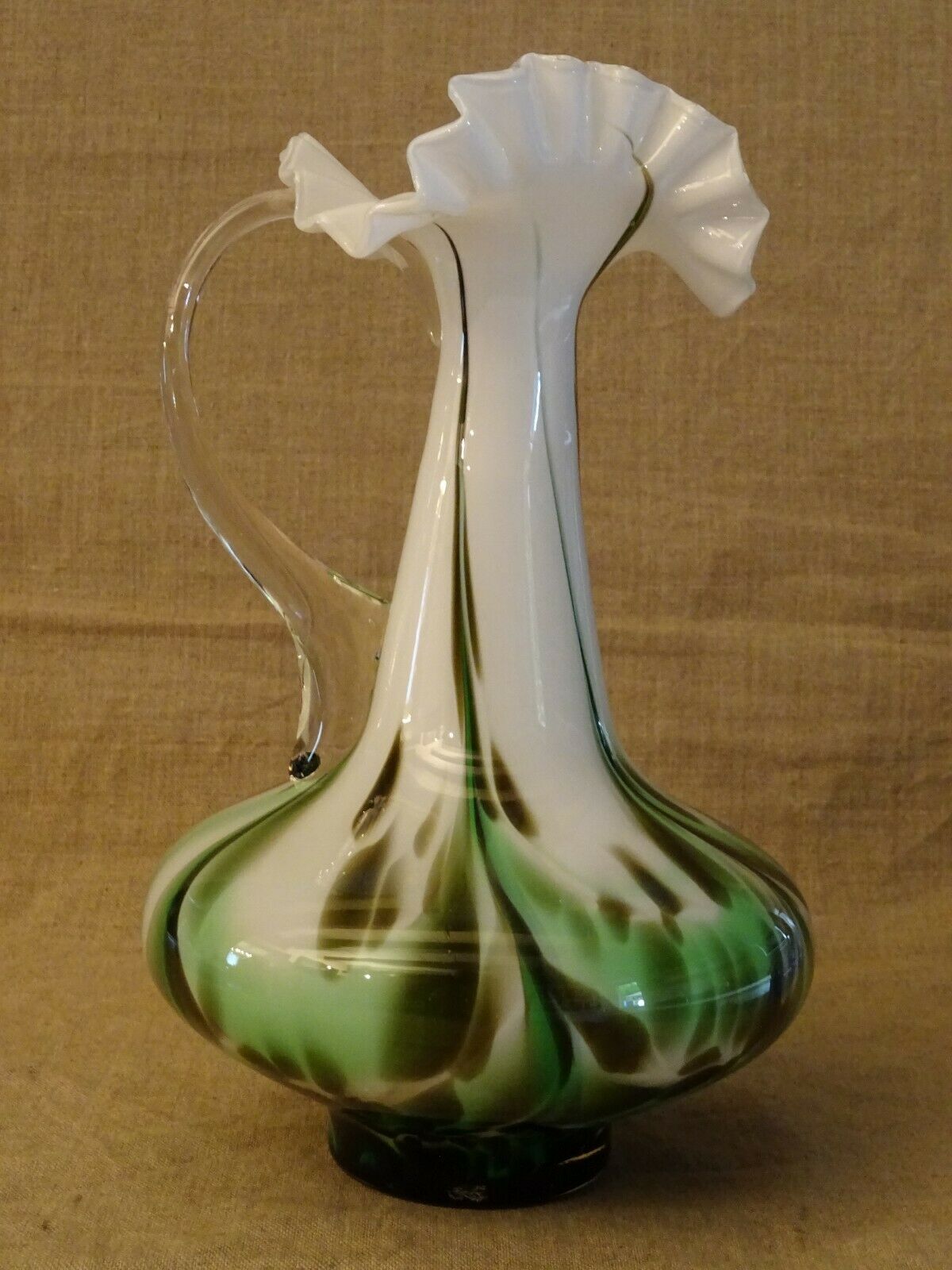 Murano scalloped colored glass decanter