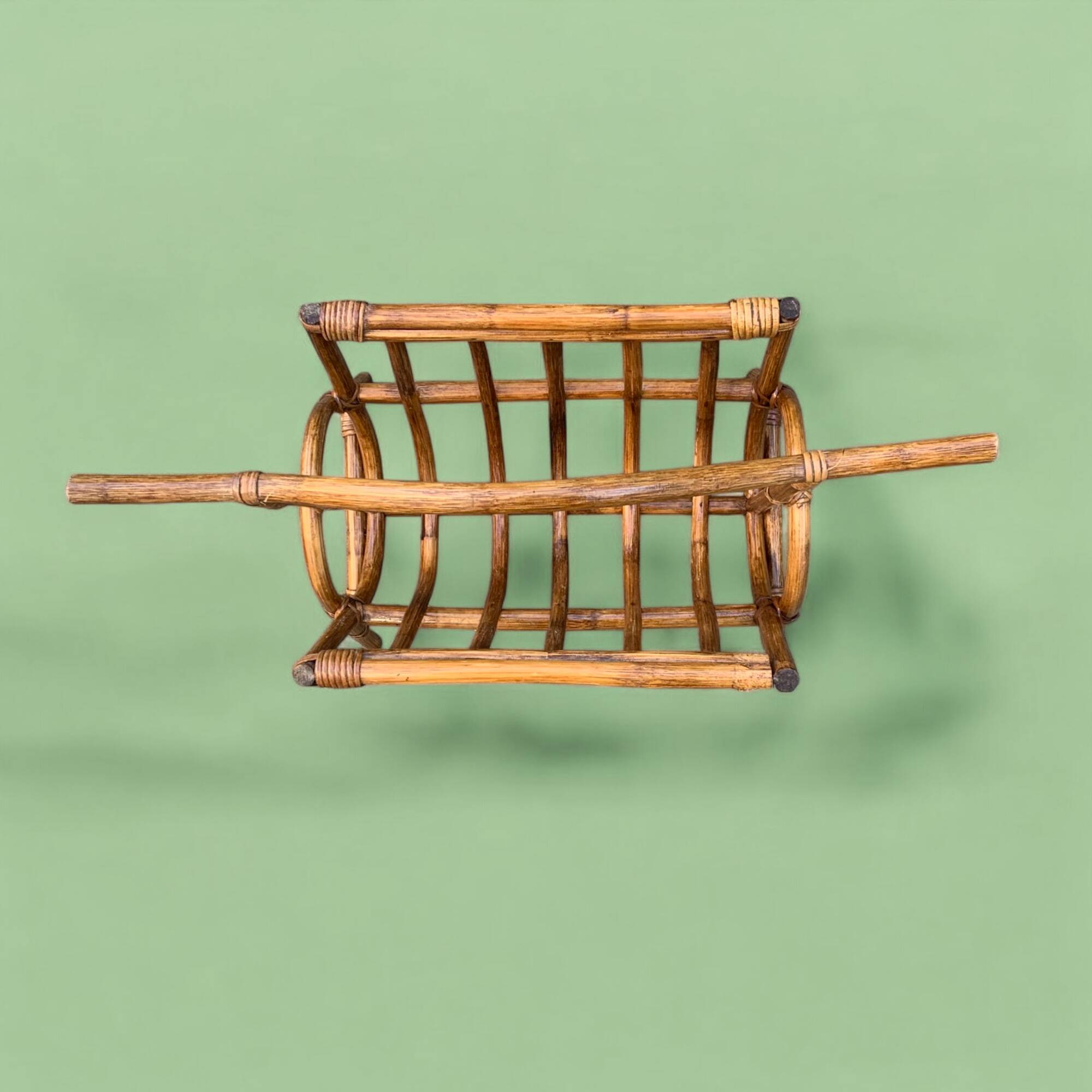 Vintage bamboo and rattan magazine rack