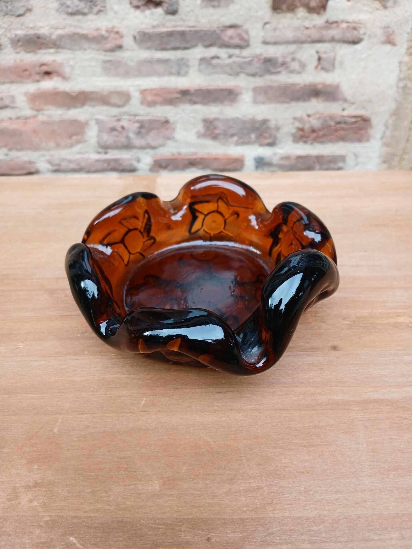 Vintage thick glass ashtray