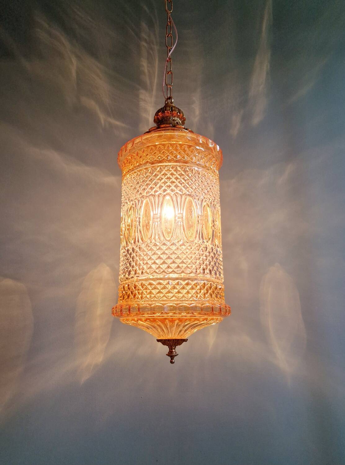 Glass and brass pendant light, 1960s