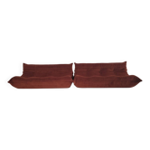 Ligne Roset Paire de canapés 3 places Togo en velours roux