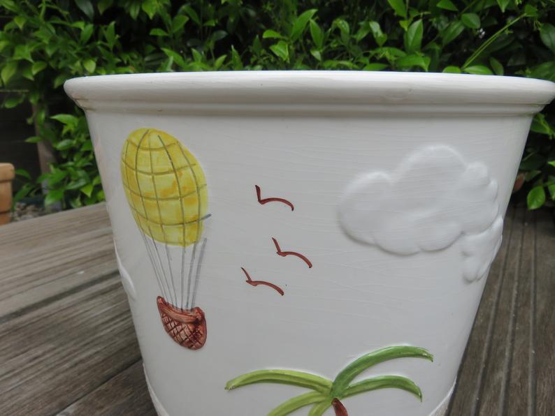 Flower pot "palm" ceramic Bassano Italy 60 70 years