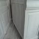 Louis Philippe style sideboard with pearl gray patina, 2 doors, drawers, wooden top.