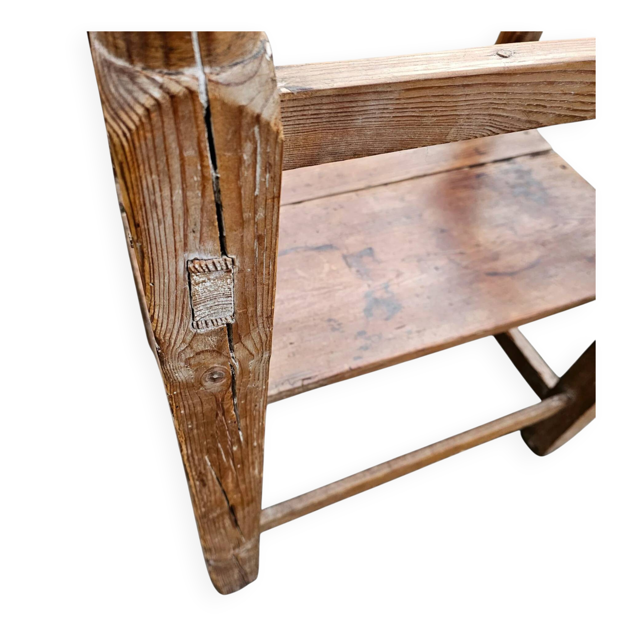 Old Spanish pine wood arm chair