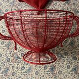 Red wired metal fruit basket