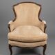 Louis XV Style Bergère Armchair in Cream Corduroy