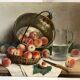 Authentic still life with peaches signed Gaston Hamanovick 1920