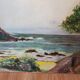 Old painting promenade by the sea
