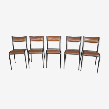 Lot de 5 chaises école Mullca pieds compas