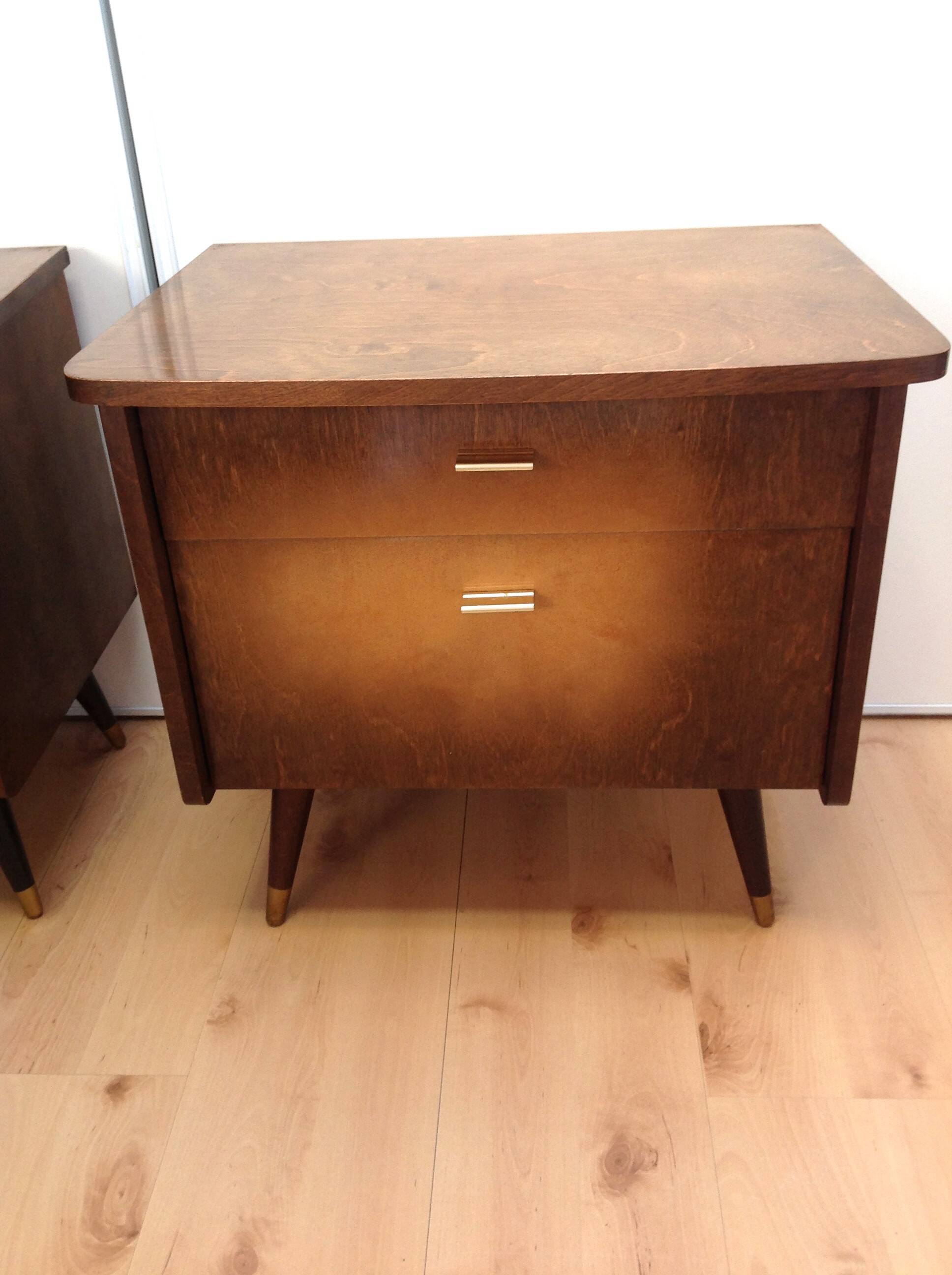 Pair of bedside tables with compass feet / vintage 50s-60s