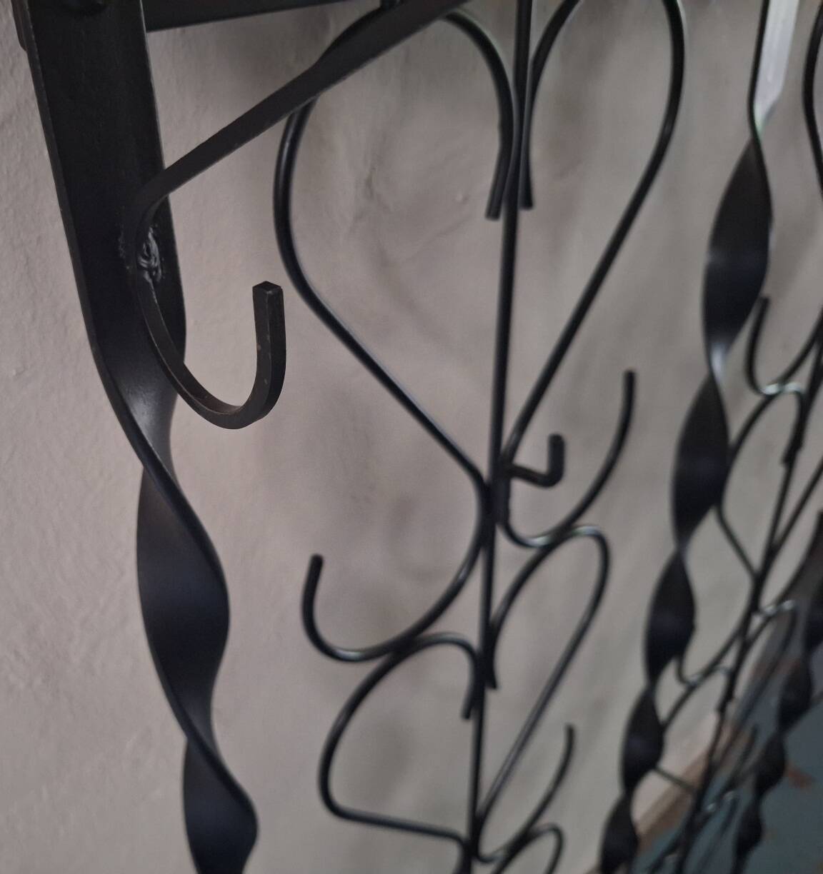 Mid century wall mounted wrought iron coat and hat rack, 1960s
