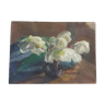 Huile sur toile nature morte bouquet de fleurs signature d'artiste