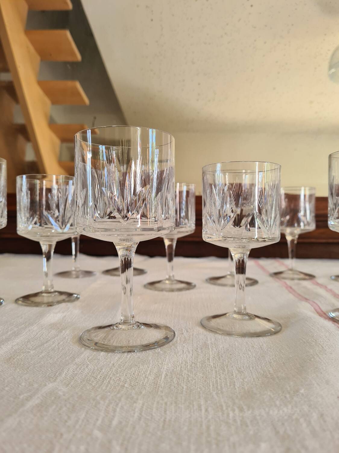 Water and wine glasses from the Royal Manufacture of Bayel