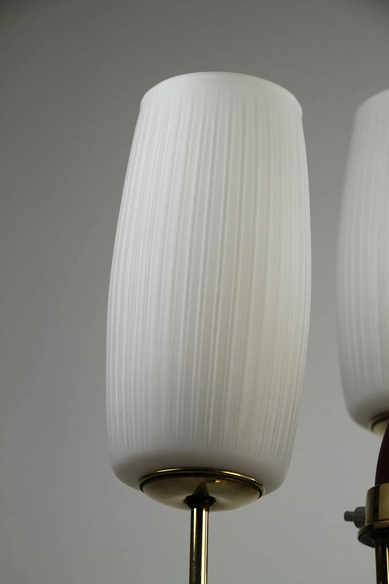 Brass & Teak Three-Light Candelabra Floor Lamp — Scandinavia, 1940s/1950s