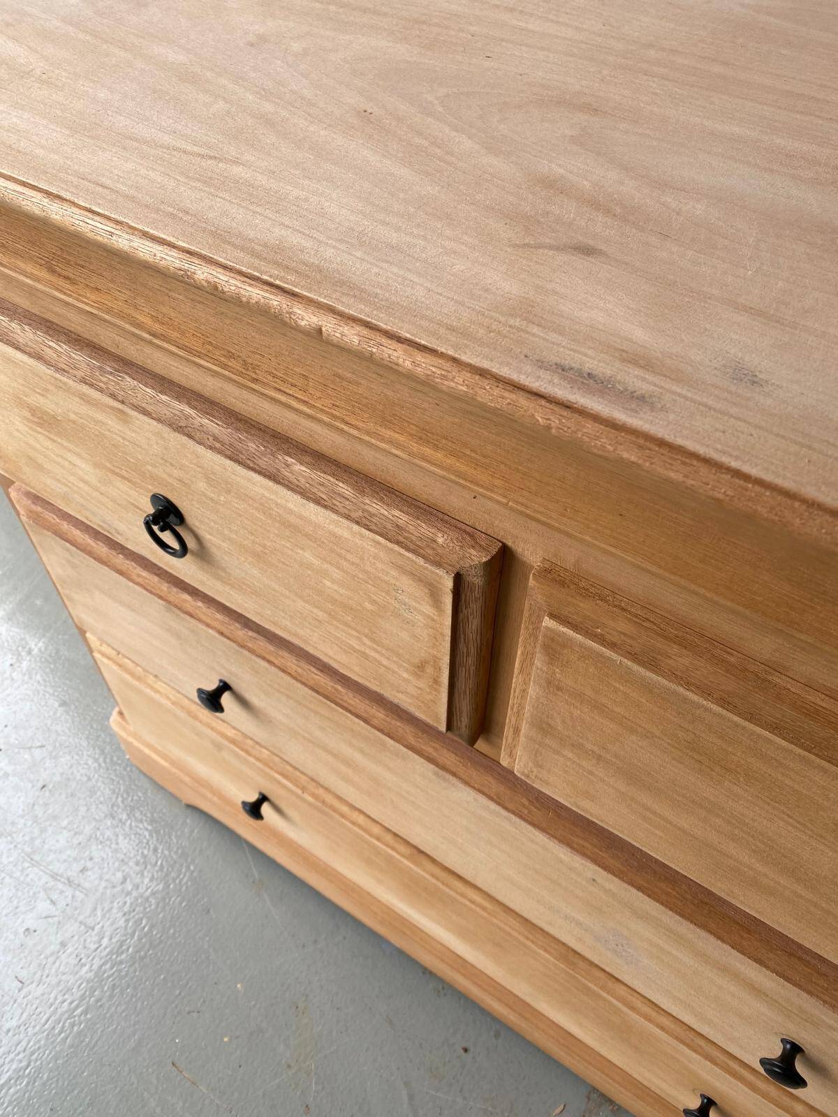 Vintage Louis Philippe chest of drawers renovated in raw wood