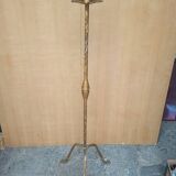 Brutalist gilded wrought iron floor lamp base 1970