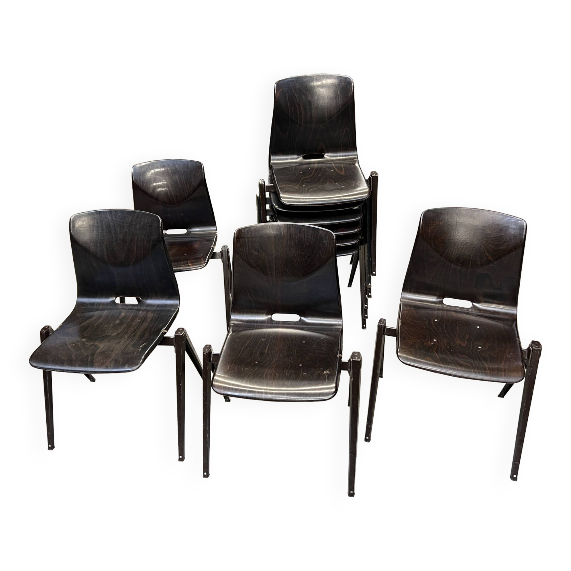 Set of 10 Galvanitas S22 Wenge chairs from the 70s Netherlands
