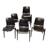 Set of 10 Galvanitas S22 Wenge chairs from the 70s Netherlands