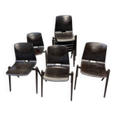 Set of 10 Galvanitas S22 Wenge chairs from the 70s Netherlands
