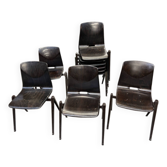 Set of 10 Galvanitas S22 Wenge chairs from the 70s Netherlands