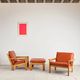 Pair of armchairs and ottoman by Tage Poulsen, Denmark, 1970s