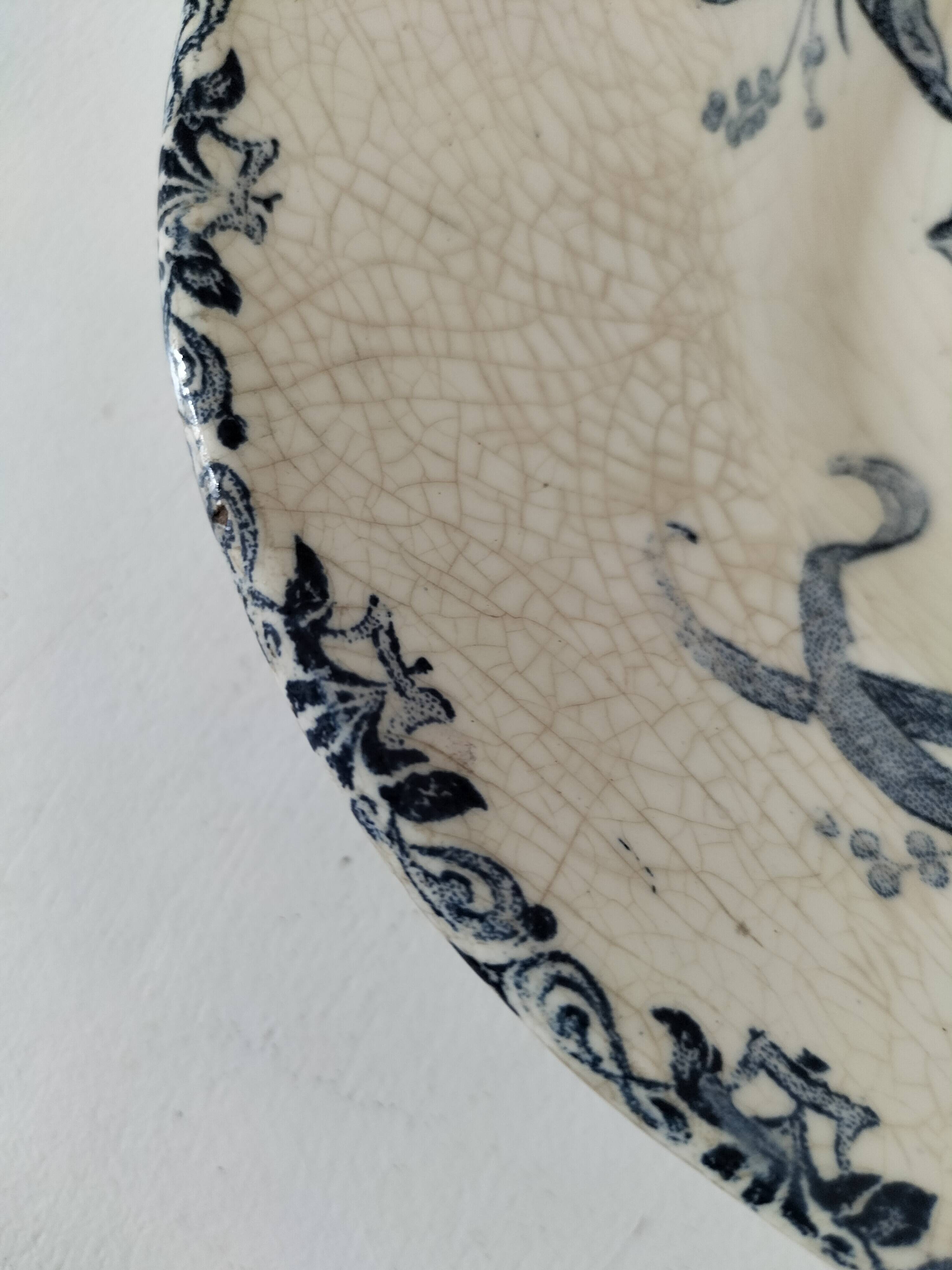 Antique oval earthenware dish – “Iris” model Clairefontaine