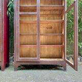 Italian Brown and Burgundy Lacquered Display Cabinets, 1890s, Set of 2