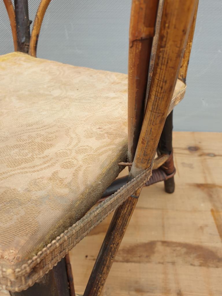 Children's armchair 1890 Chestnut, Rattan and damask velvet