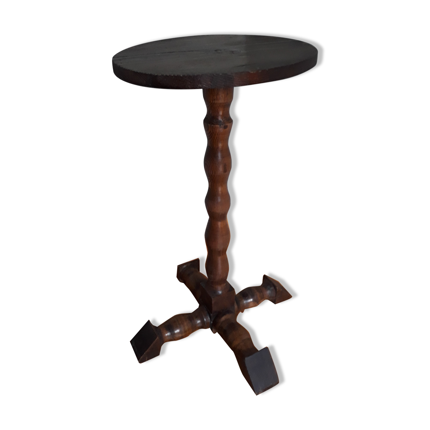 Rustic plant-holder harness in turned solid wood