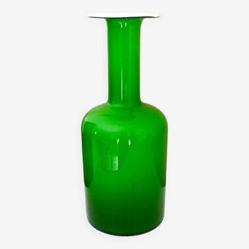 Vase bouteille en verre soufflé, design Otto Bauer pour Holmegaard, années 70