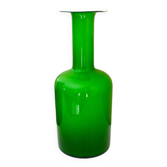 Vase bouteille en verre soufflé, design Otto Bauer pour Holmegaard, années 70