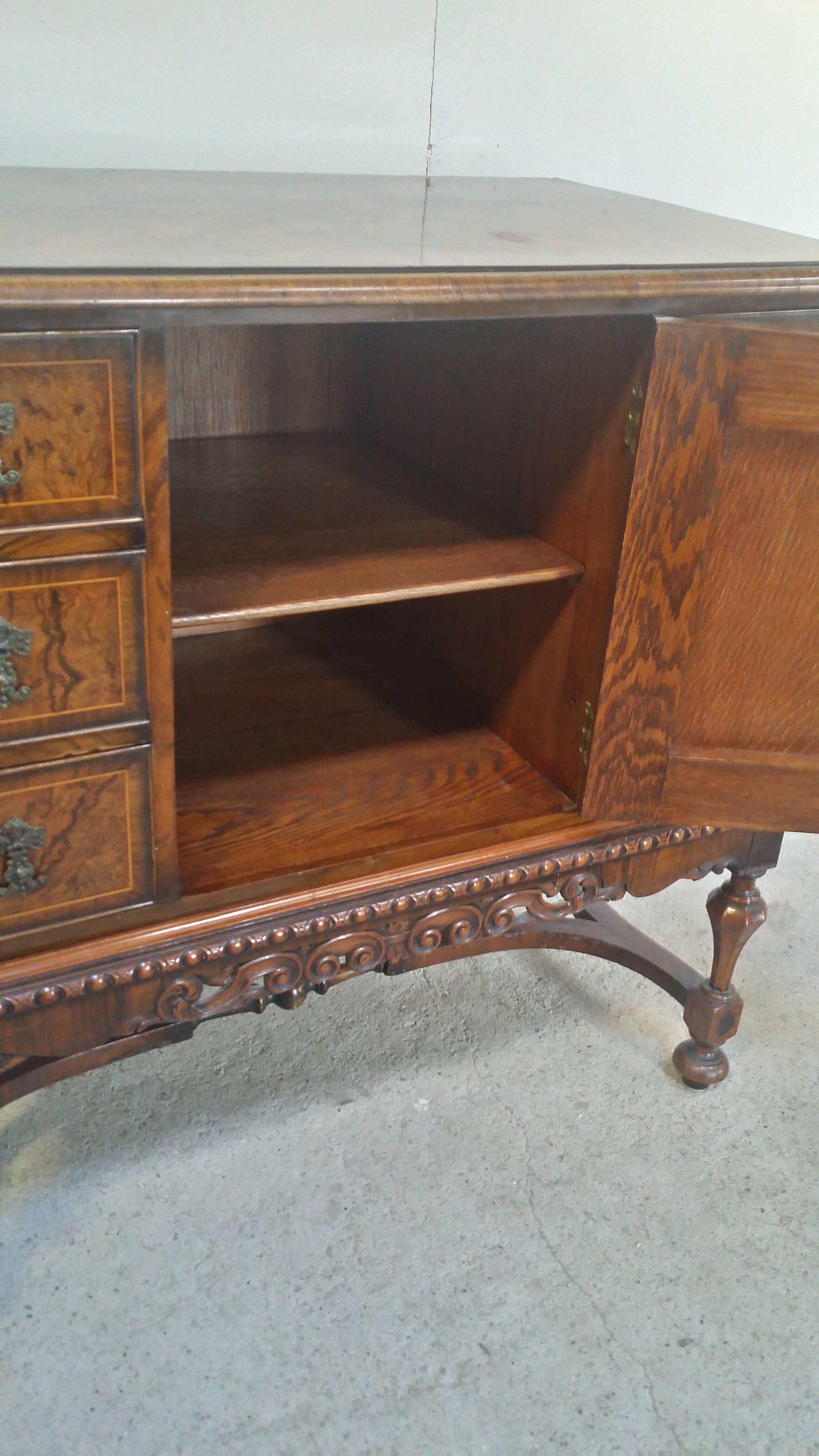 English burl walnut cabinet